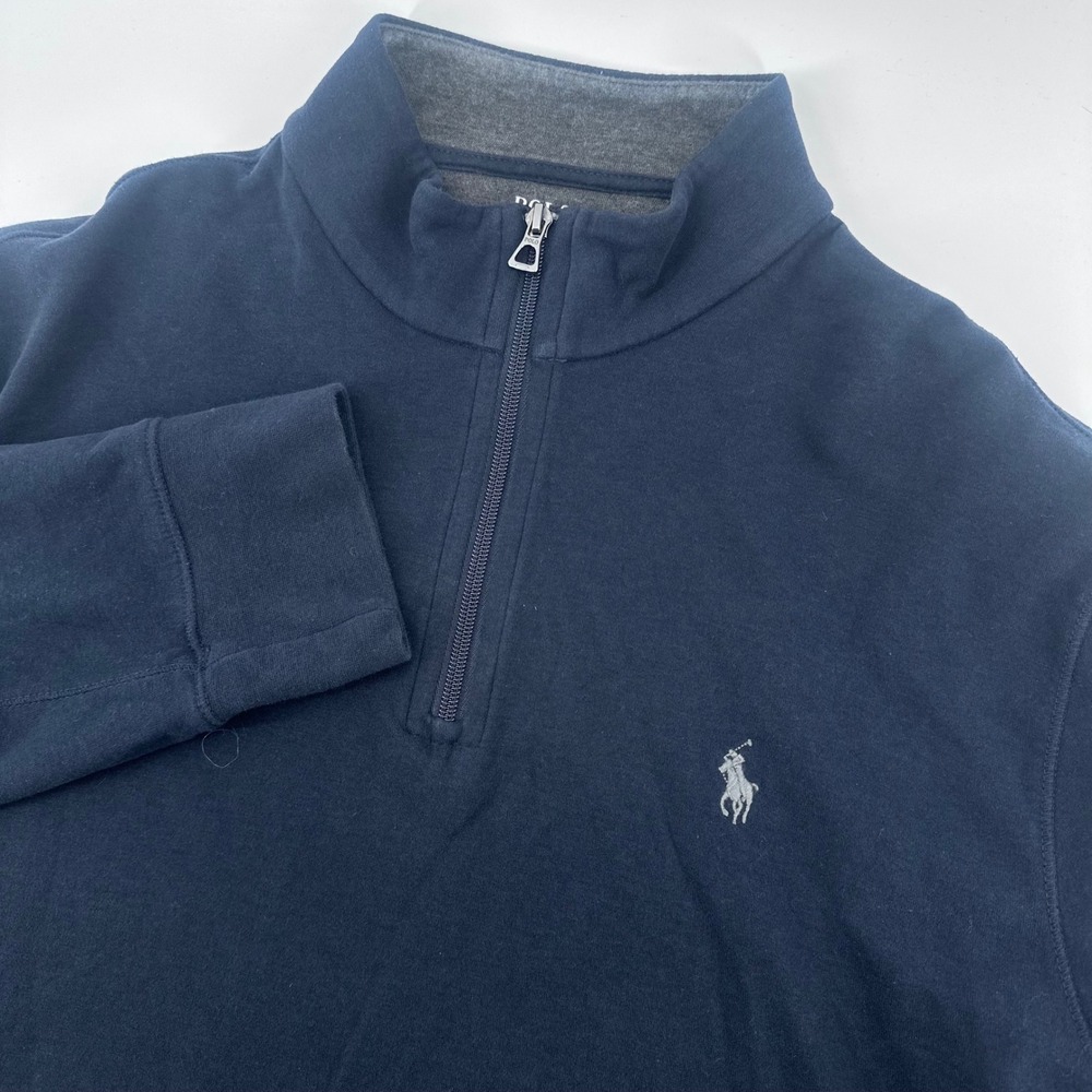 Polo Ralph Lauren Quarter Zip Pullover Mens XL Navy Blue Cotton Blend Logo Golf